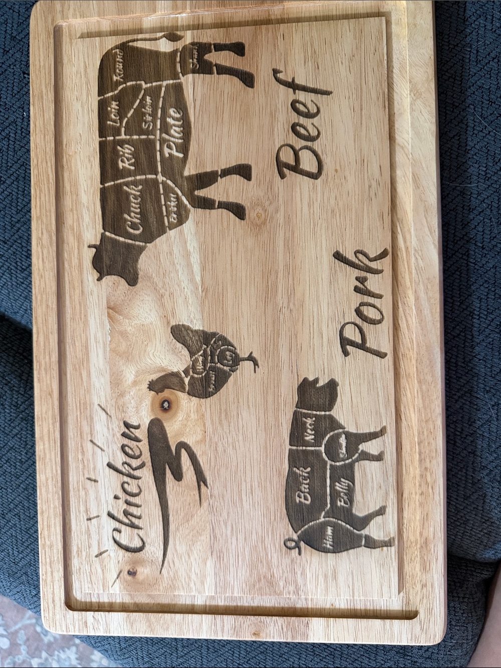 New Large Laser Engraved Butcher Cuts Maple Wood Cutting Board